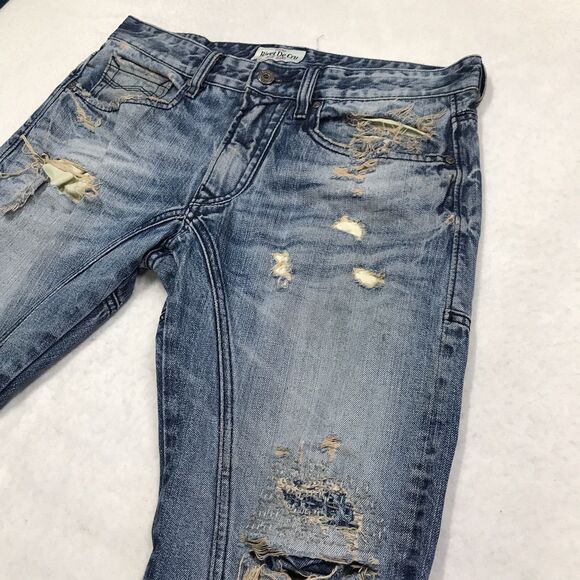 RIVET DE CRU Jayden Jean Men 34x32 Destroyed Distressed Rip Repair Denim Blue - Picture 5 of 16
